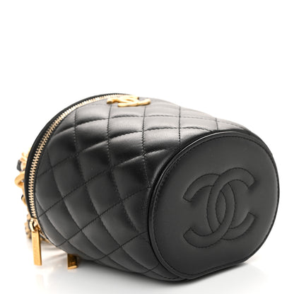 Chanel Lambskin Quilted Afternoon Tea Top Handle Vanity Case With Chain Black 4 of 12