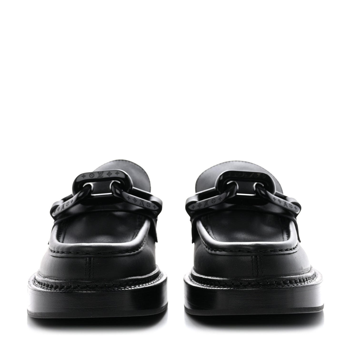 Calfskin Oversized Chain Academy Loafers 38 Black
