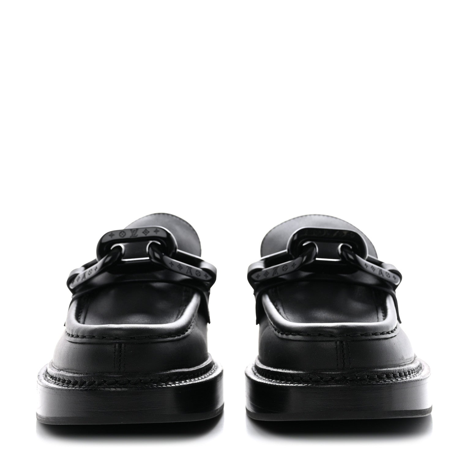 Louis Vuitton Calfskin Oversized Chain Academy Loafers 38 Black 2 of 10