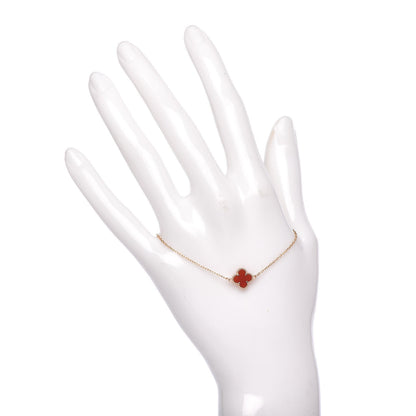 Van Cleef & Arpels 18K Rose Gold Carnelian Sweet Alhambra Bracelet 2 of 6