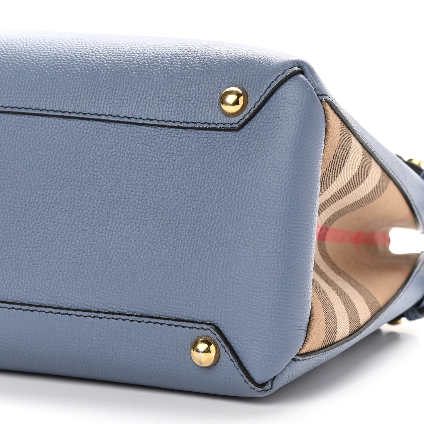 Derby Calfskin House Check Medium Banner Tote Slate Blue
