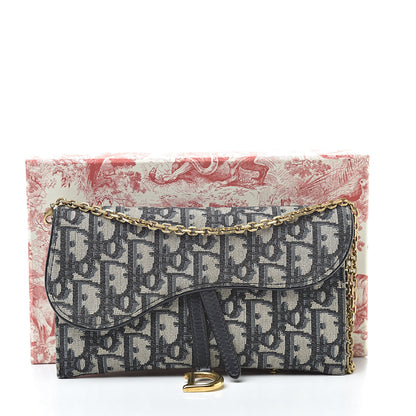 Christian Dior Oblique Saddle Chain Wallet Blue 13 of 13