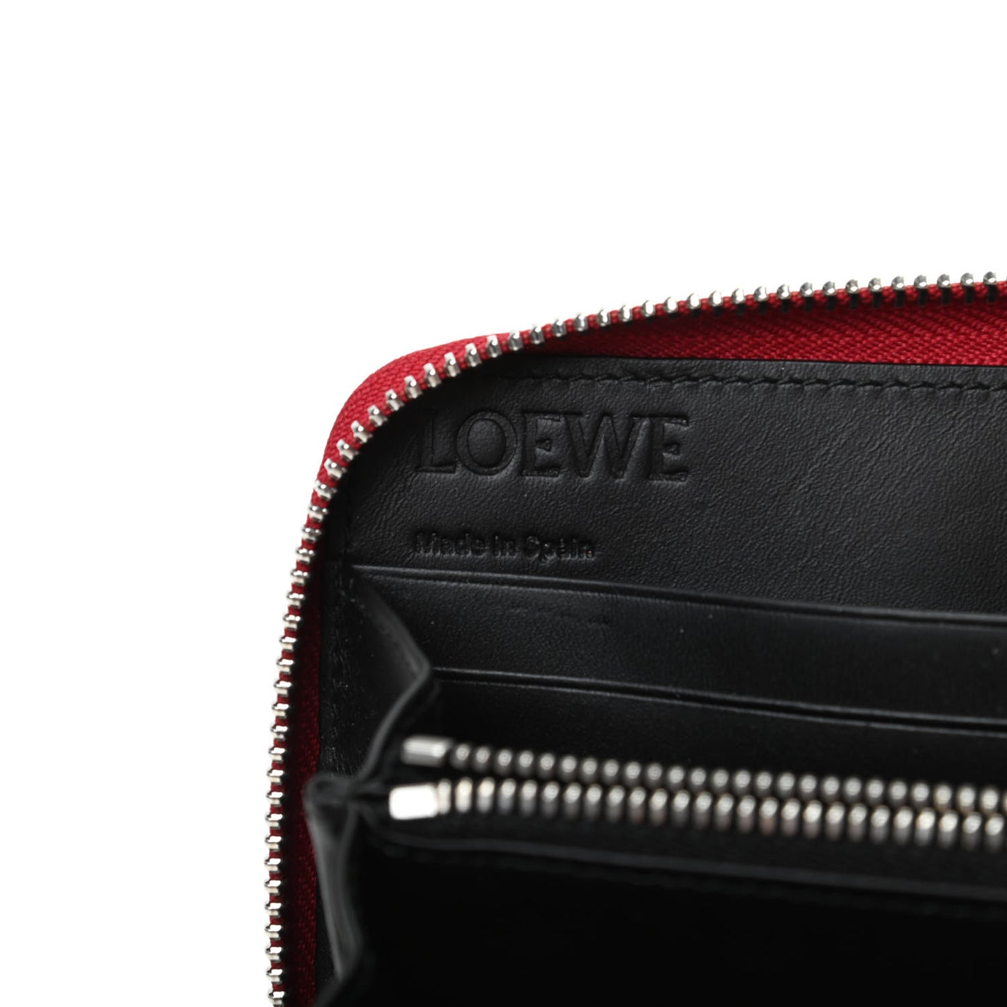 Calfskin Puzzle Striped Colorblock Zip Around Wallet Red Tan