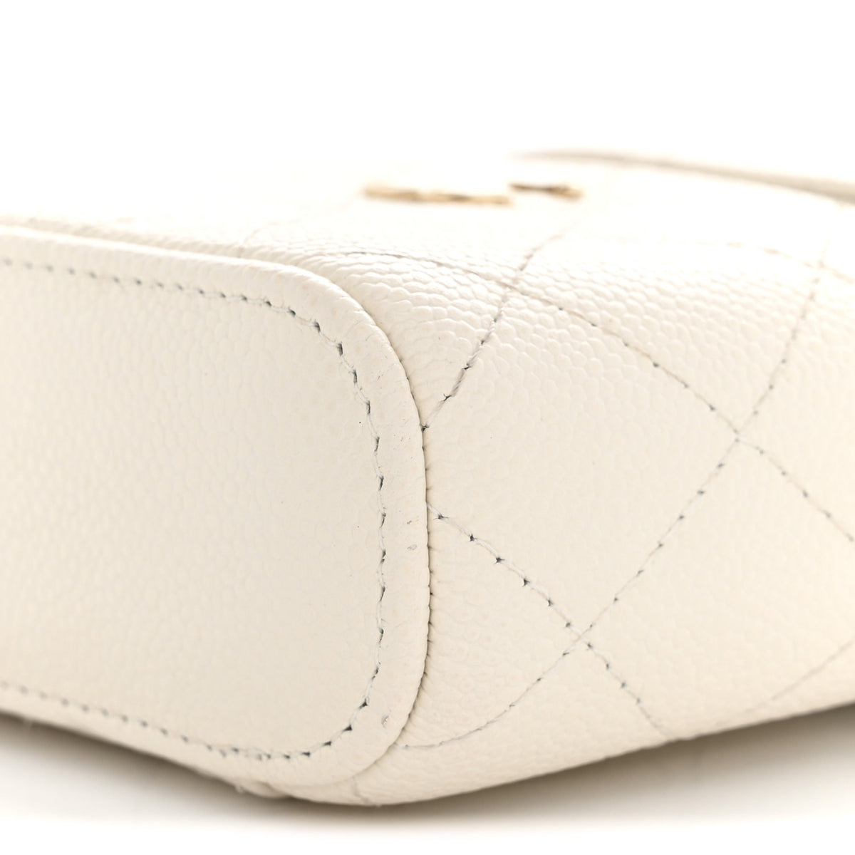 Chanel Caviar Quilted Small Handle With Care Vanity Case With Chain White 10 of 13