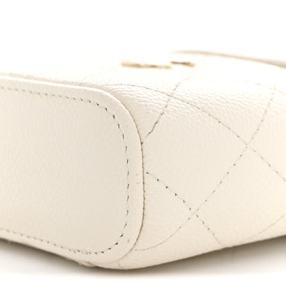 Chanel Caviar Quilted Small Handle With Care Vanity Case With Chain White 10 of 13