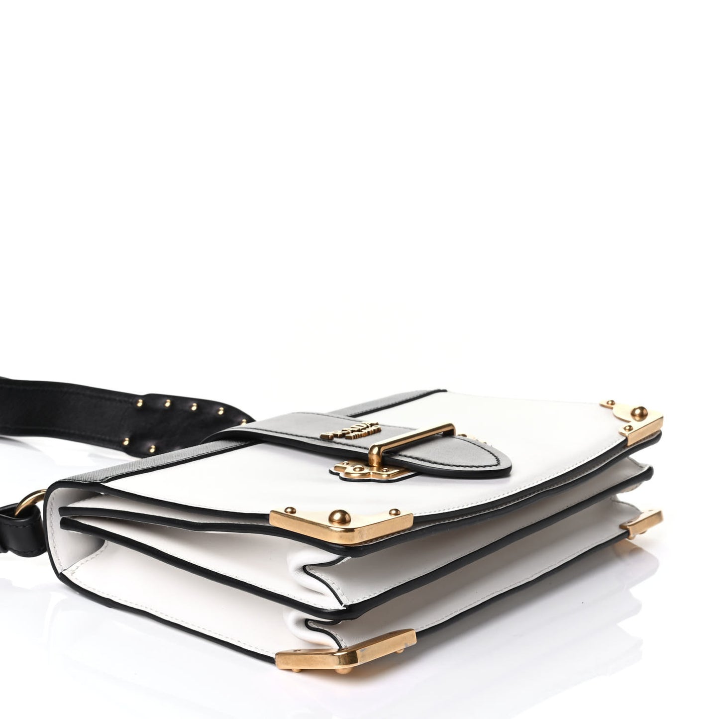 City Calf Saffiano Large Cahier Bag White Black
