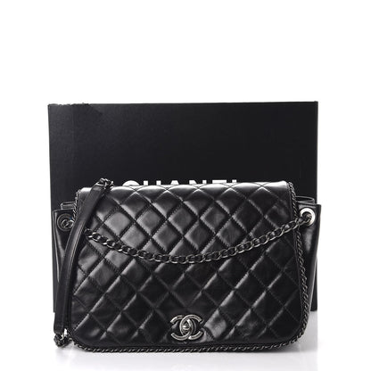 Chanel Calfskin Quilted Large CC Enchained Accordion Flap Black 8 of 8