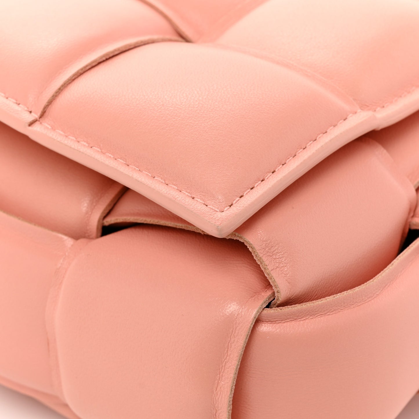 Nappa Maxi Intreccio Padded Cassette Crossbody Bag Peachy