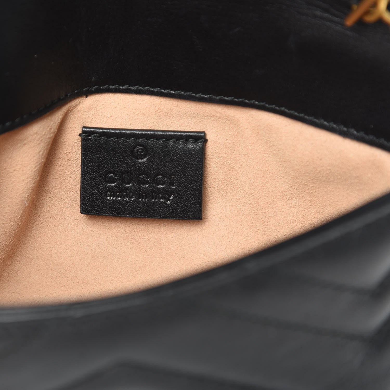 Gucci Calfskin Matelasse Super Mini GG Marmont Shoulder Bag Black 6 of 12