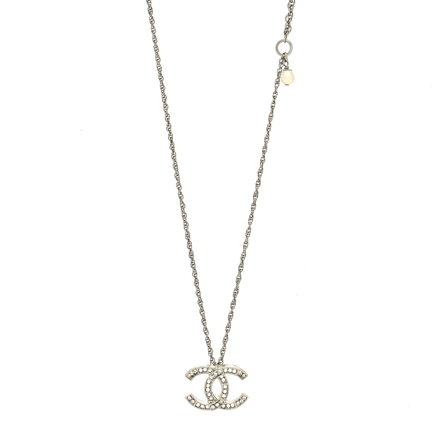 Crystal CC Pendant Necklace Silver