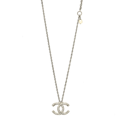 Chanel Crystal CC Pendant Necklace Silver 1 of 5