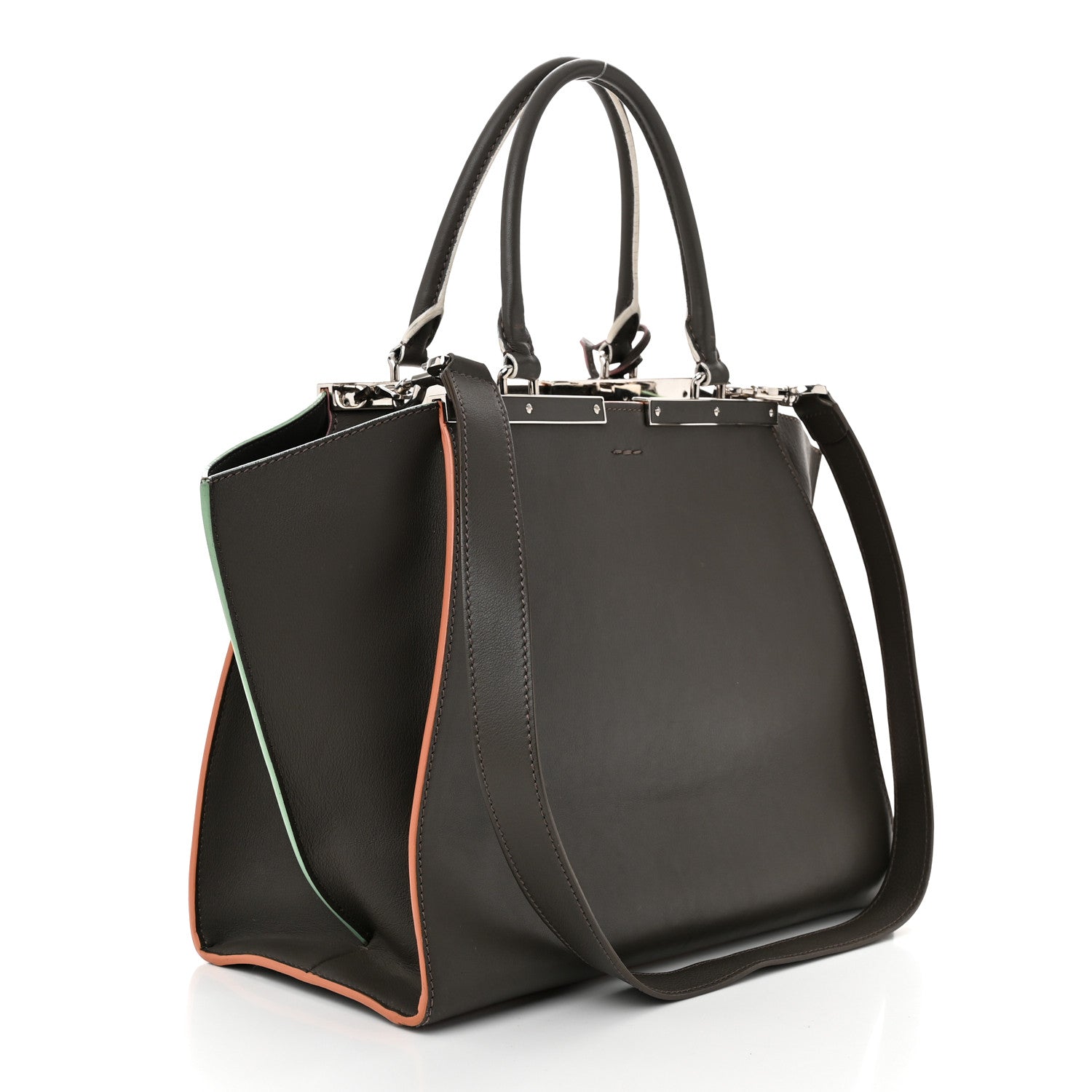 Fendi Vitello Dolce Century Petite 3Jours Tote Carbone 3 of 11