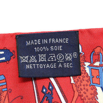 Hermes Silk La Folle Parade Twilly Rouge Bleu White 4 of 4