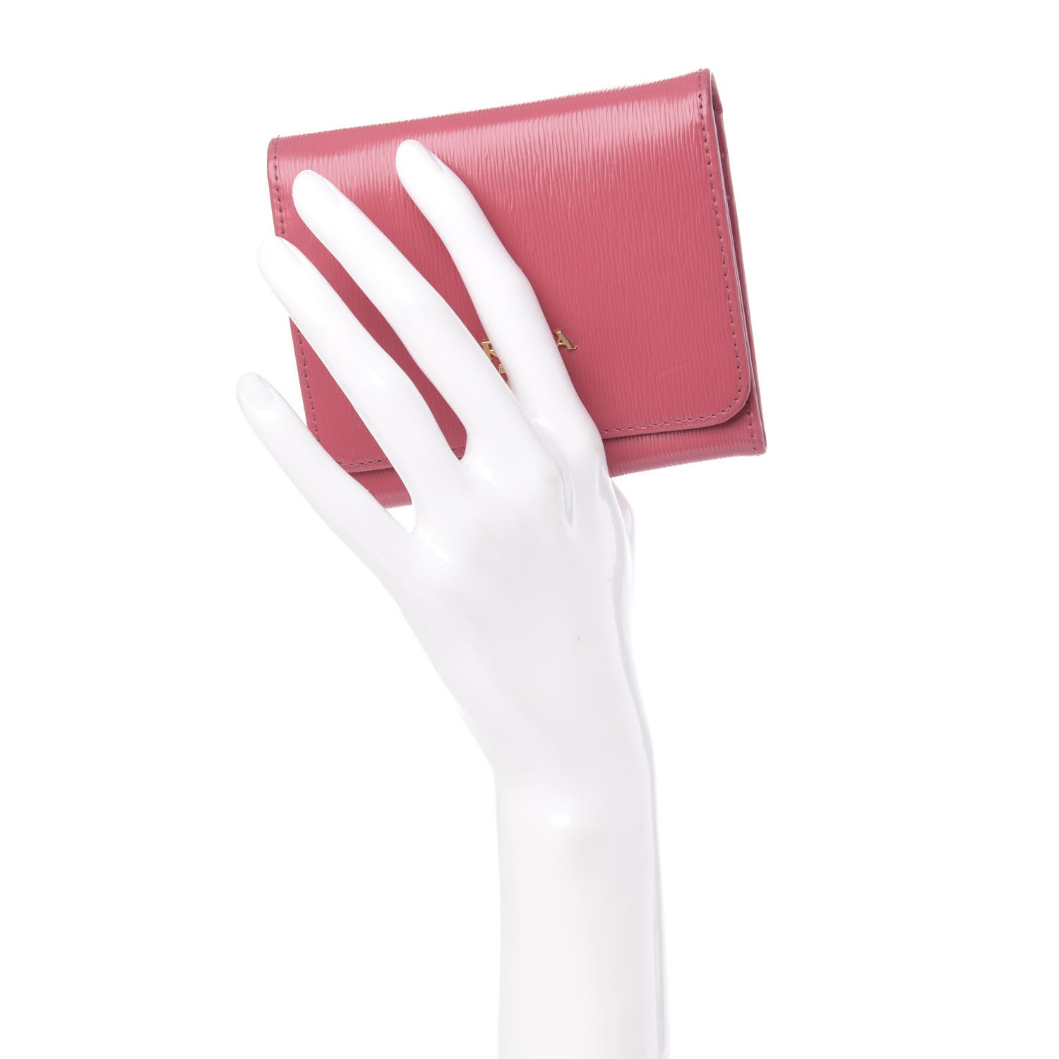 Prada Vitello Move Tri-Fold Compact Wallet Peonia 2 of 8