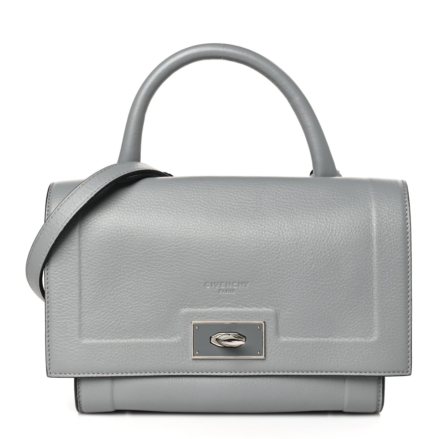 Grained Calfskin Mini Shark Lock Satchel Grey