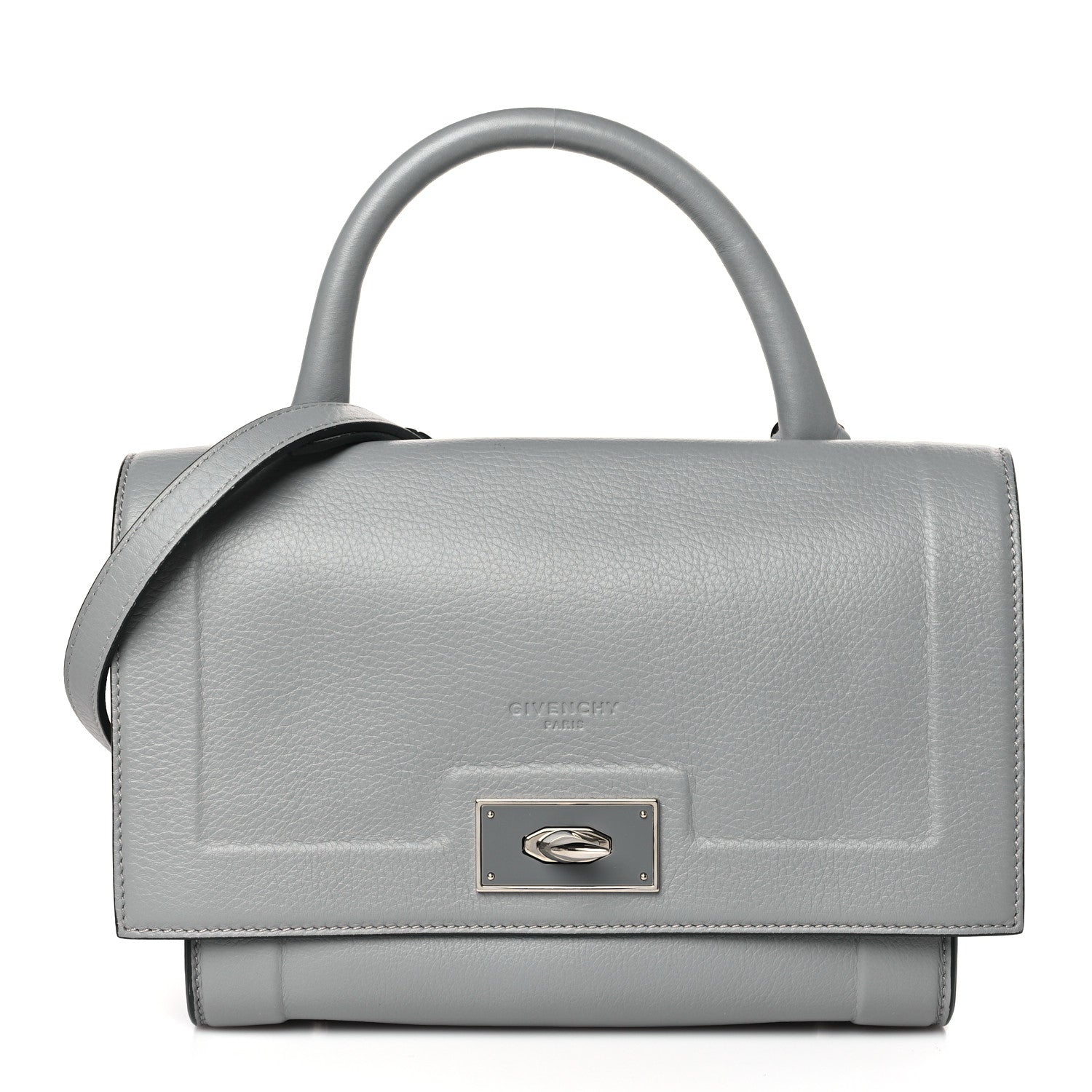 Givenchy Grained Calfskin Mini Shark Lock Satchel Grey 1 of 8