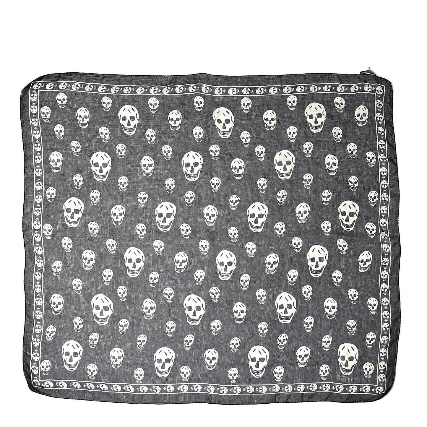 Silk Chiffon Skull Scarf Black Ivory