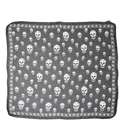 Alexander McQueen Silk Chiffon Skull Scarf Black Ivory 1 of 4