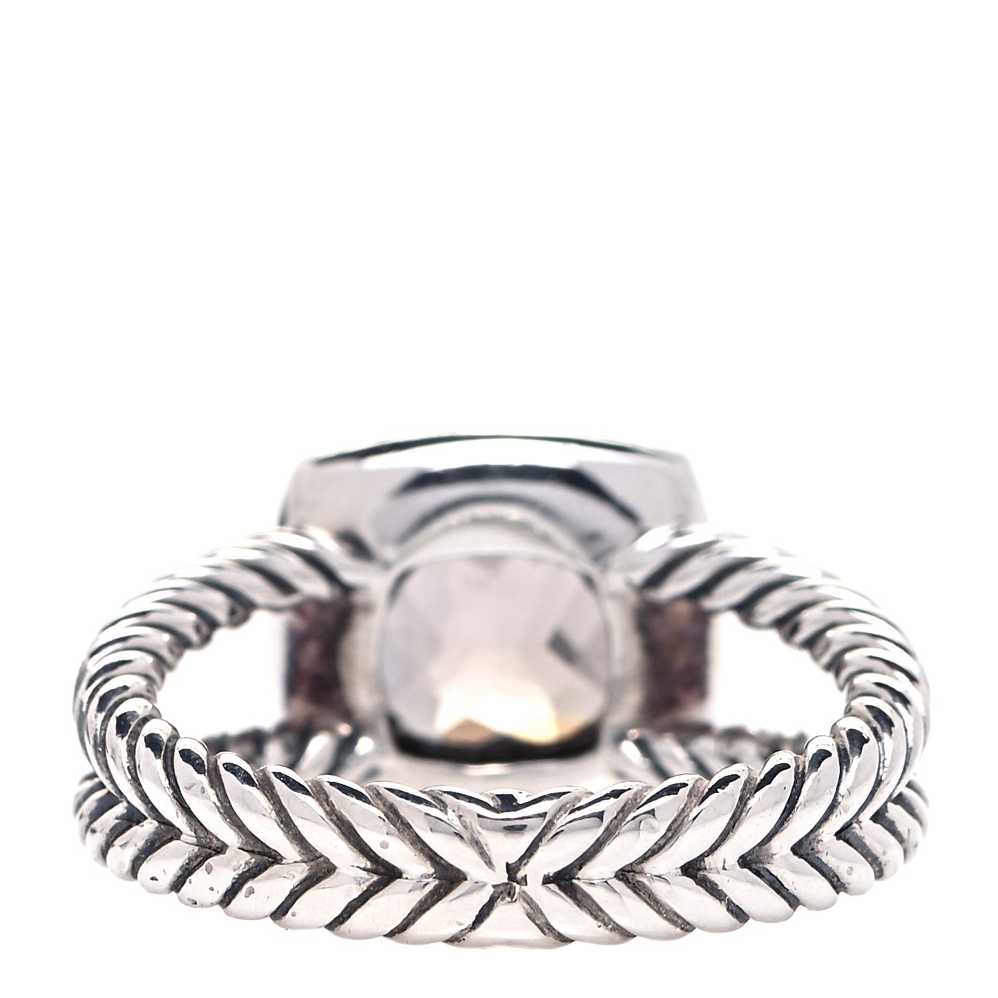 Sterling Silver Diamond Smoky Quartz 7mm Petite Albion Ring 51 5.75