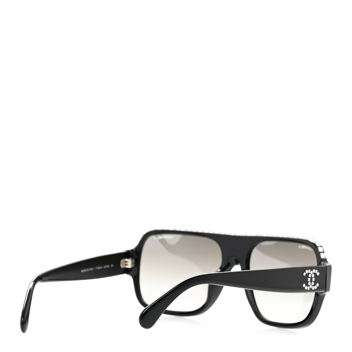 Acetate Crystal CC Shield Sunglasses 71431A Black Grey