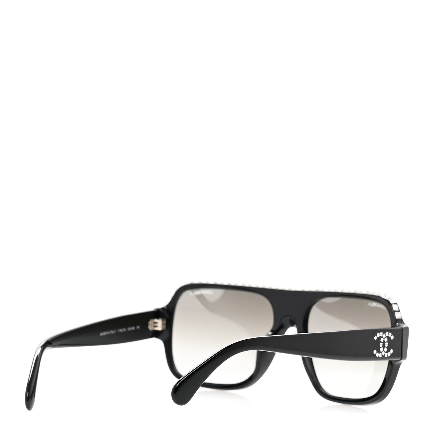 Chanel Acetate Crystal CC Shield Sunglasses 71431A Black Grey 4 of 8