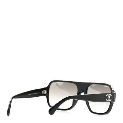 Chanel Acetate Crystal CC Shield Sunglasses 71431A Black Grey 4 of 8