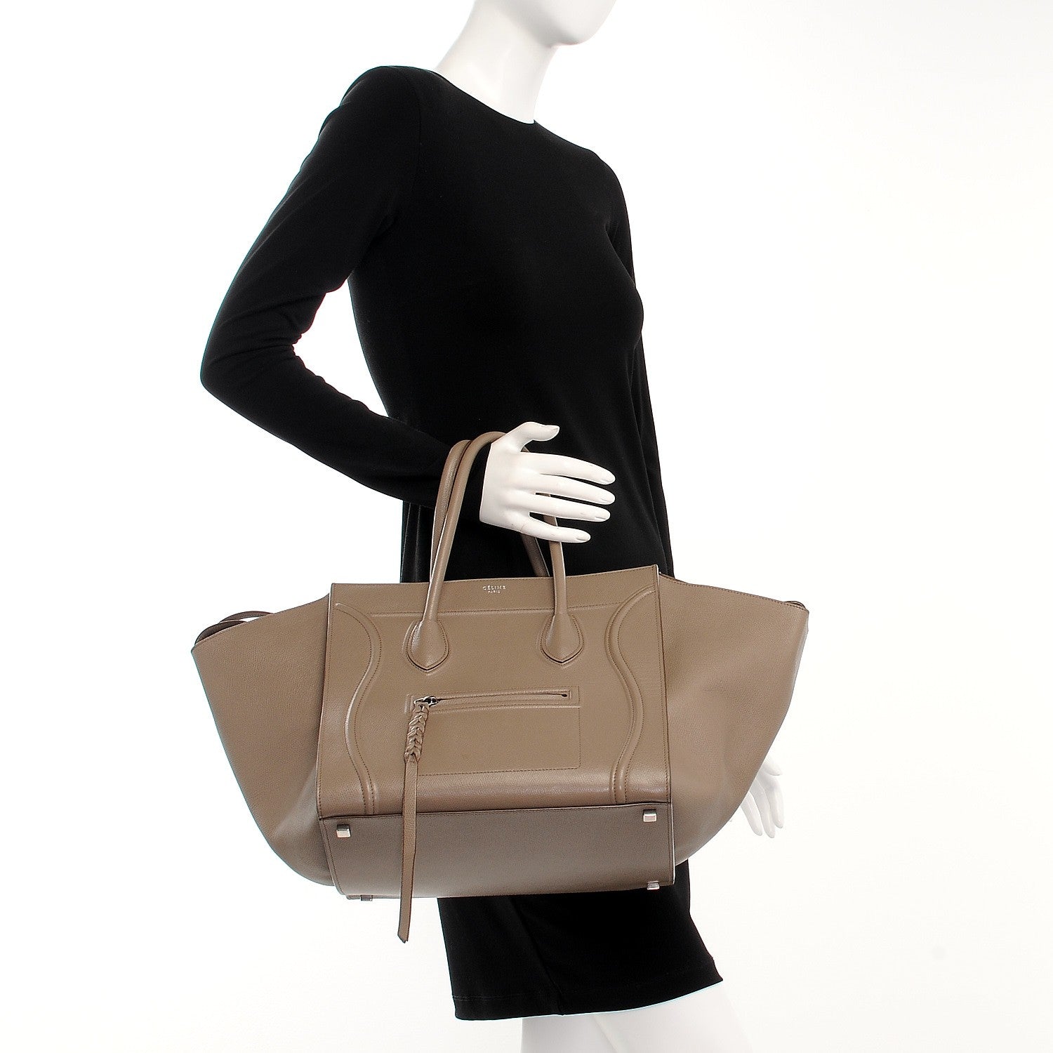 Celine Grained Calfskin Medium Phantom Luggage Taupe 2 of 7