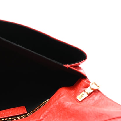 Balenciaga Agneau Giant 12 Gold Hardware Envelope Strap Clutch Rouge Coquelicot 5 of 9
