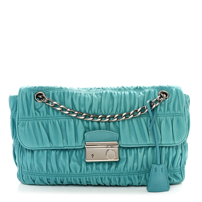 Prada Nappa Gaufre Medium Sound Flap Shoulder Bag Turchese 1 of 9