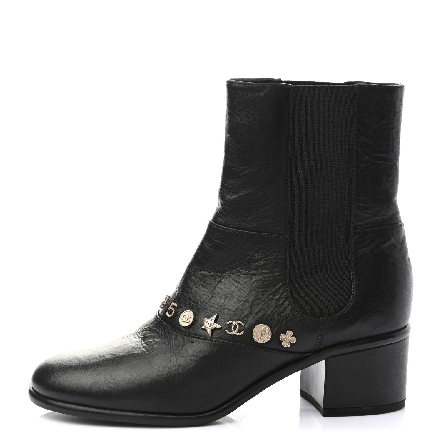 Chanel Tumbled Calfskin Short Boots 37 Black 1 of 9
