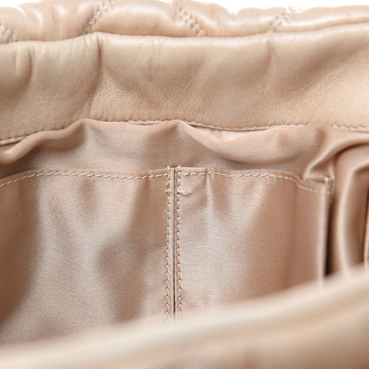 Lambskin Bubble Quilt Accordion Flap Beige