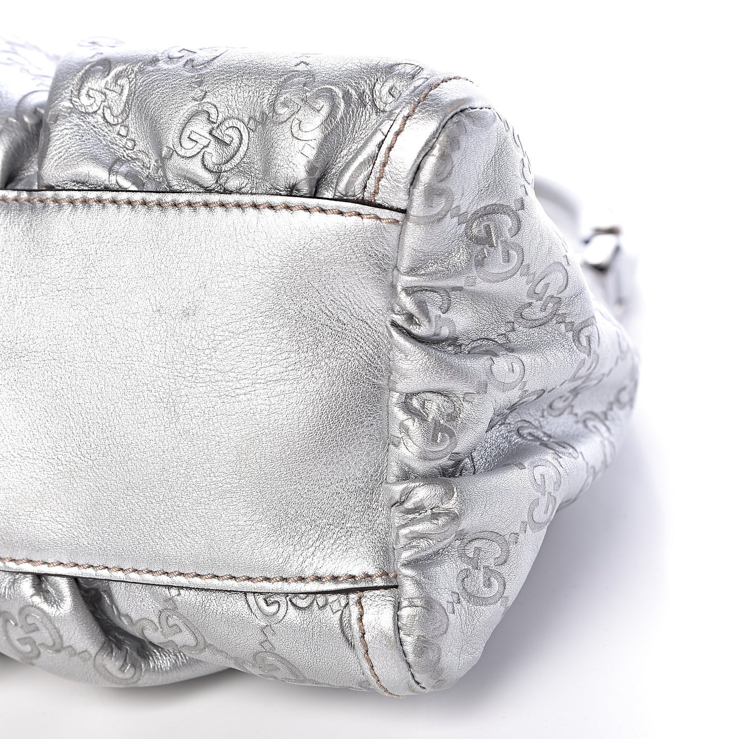 Metallic Guccissima Medium D Gold Hobo Silver