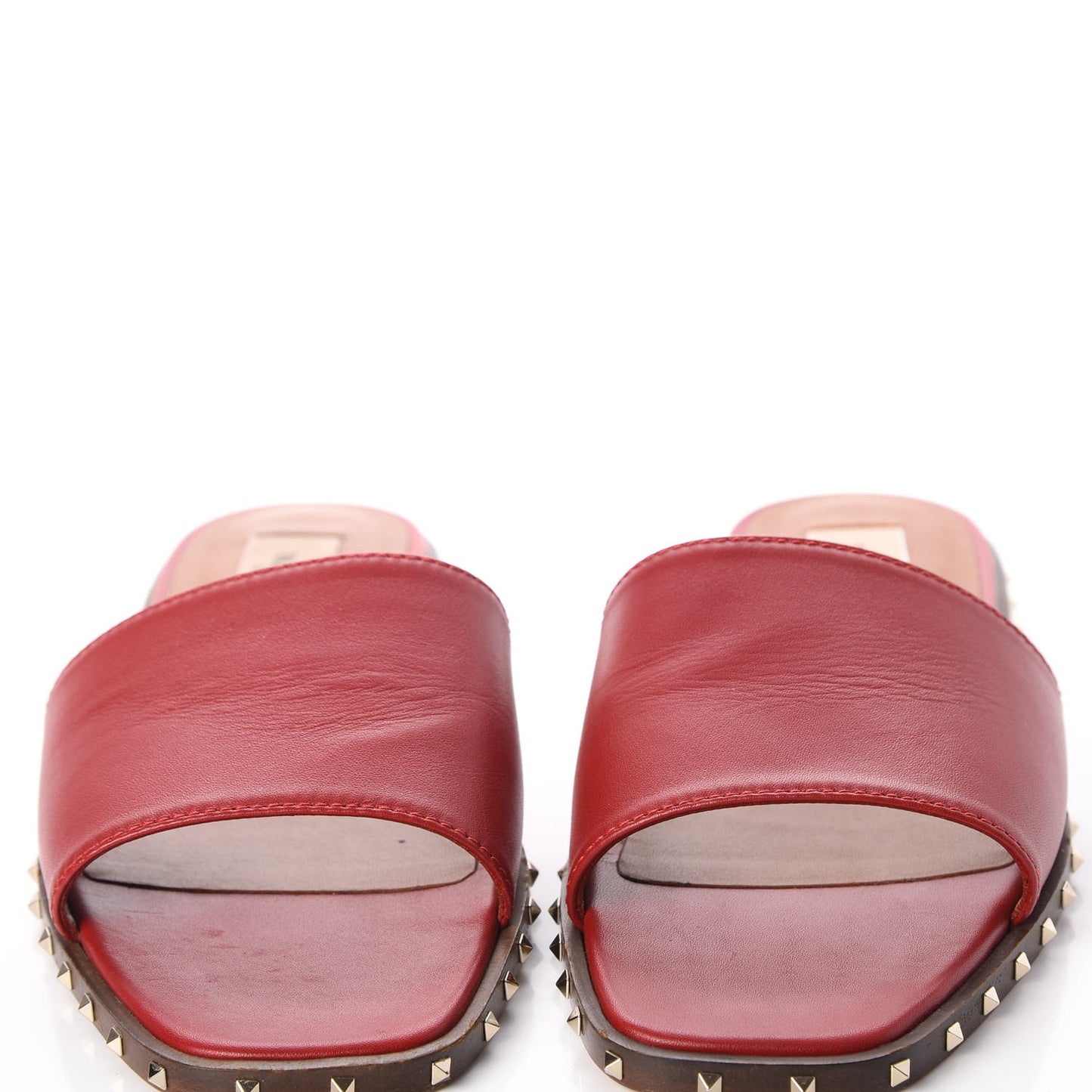 Nappa Soul Rockstud Flat Slide Sandals 38 Rosso