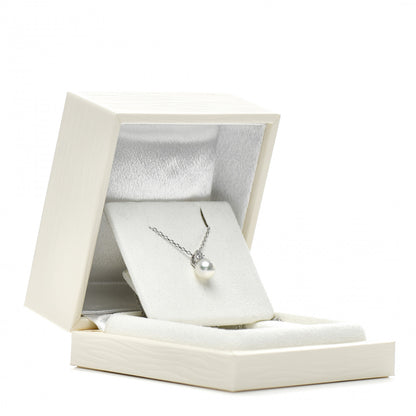 Mikimoto 18K White Gold Diamond Akoya Pearl 7.5-8mm Drop Pendant Necklace 5 of 5