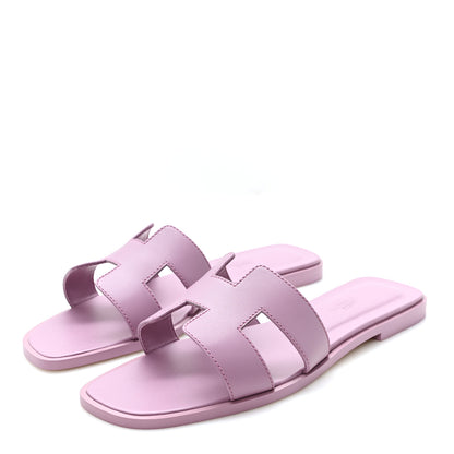 Hermes Calfskin Oran Sandals 37.5 Bruyère 4 of 10