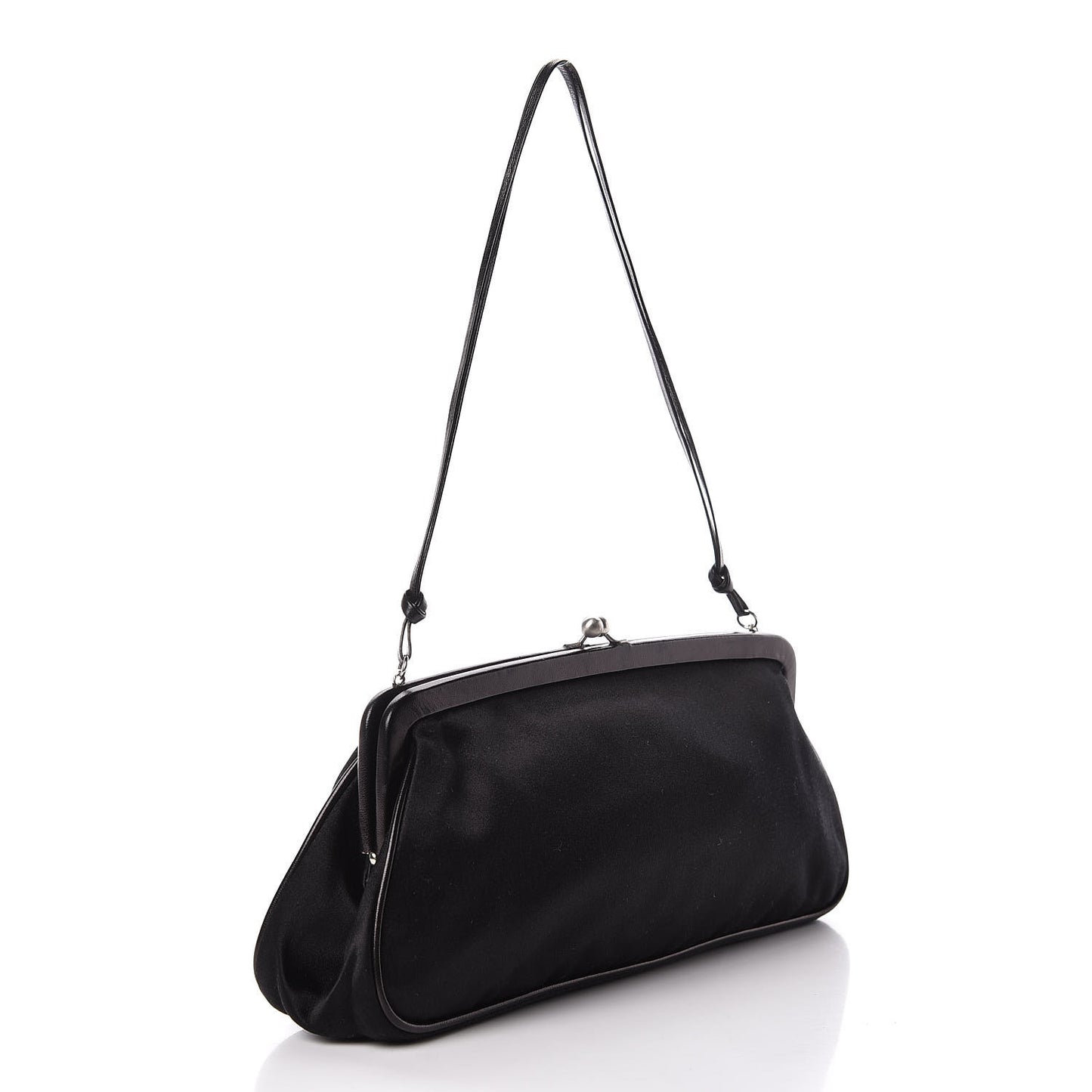 Satin Kisslock Clutch Black