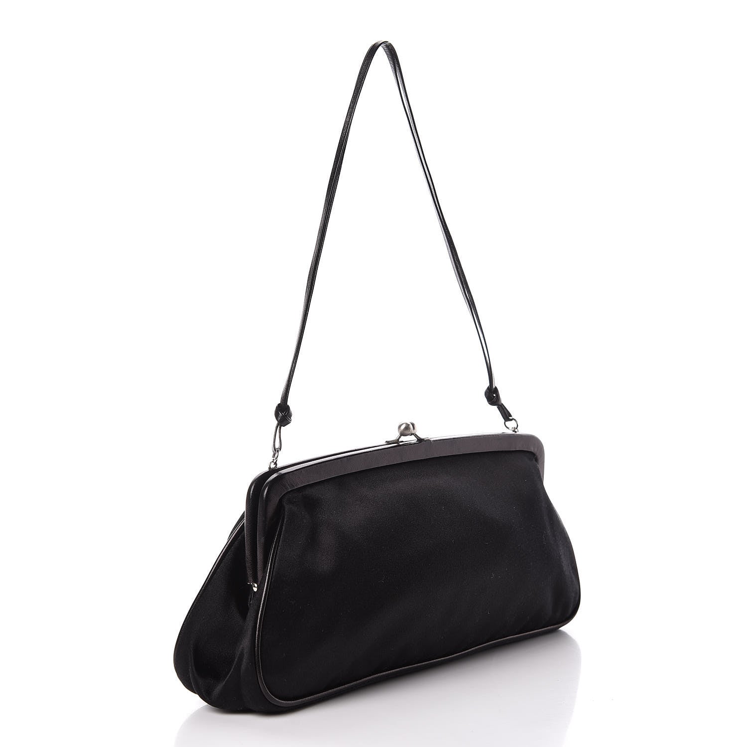 Prada Satin Kisslock Clutch Black 3 of 10