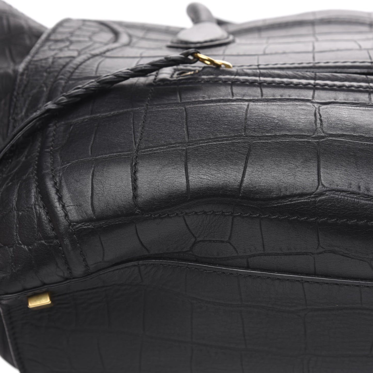 Crocodile Embossed Calfskin Medium Phantom Luggage Black