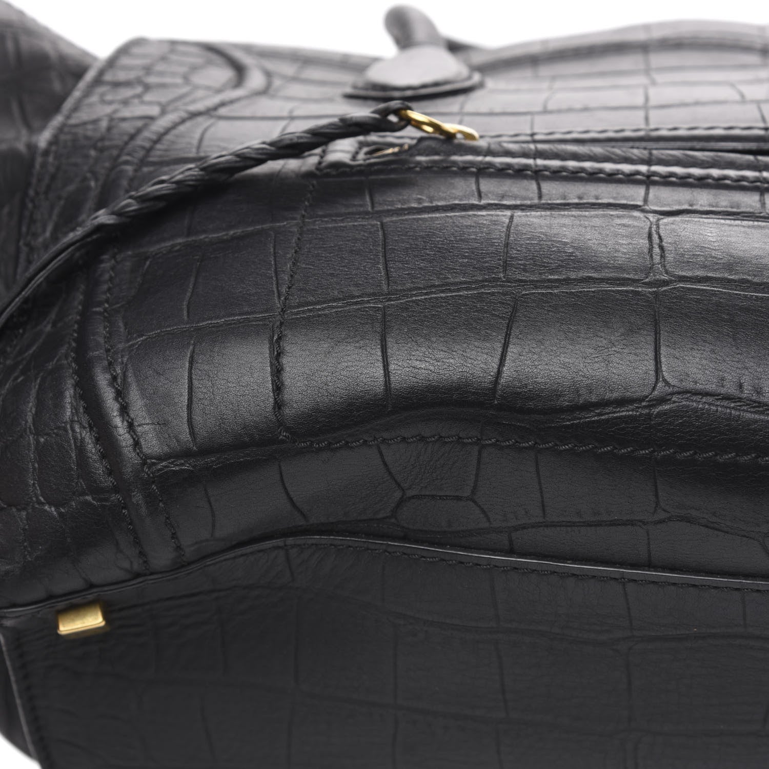 Celine Crocodile Embossed Calfskin Medium Phantom Luggage Black 14 of 14