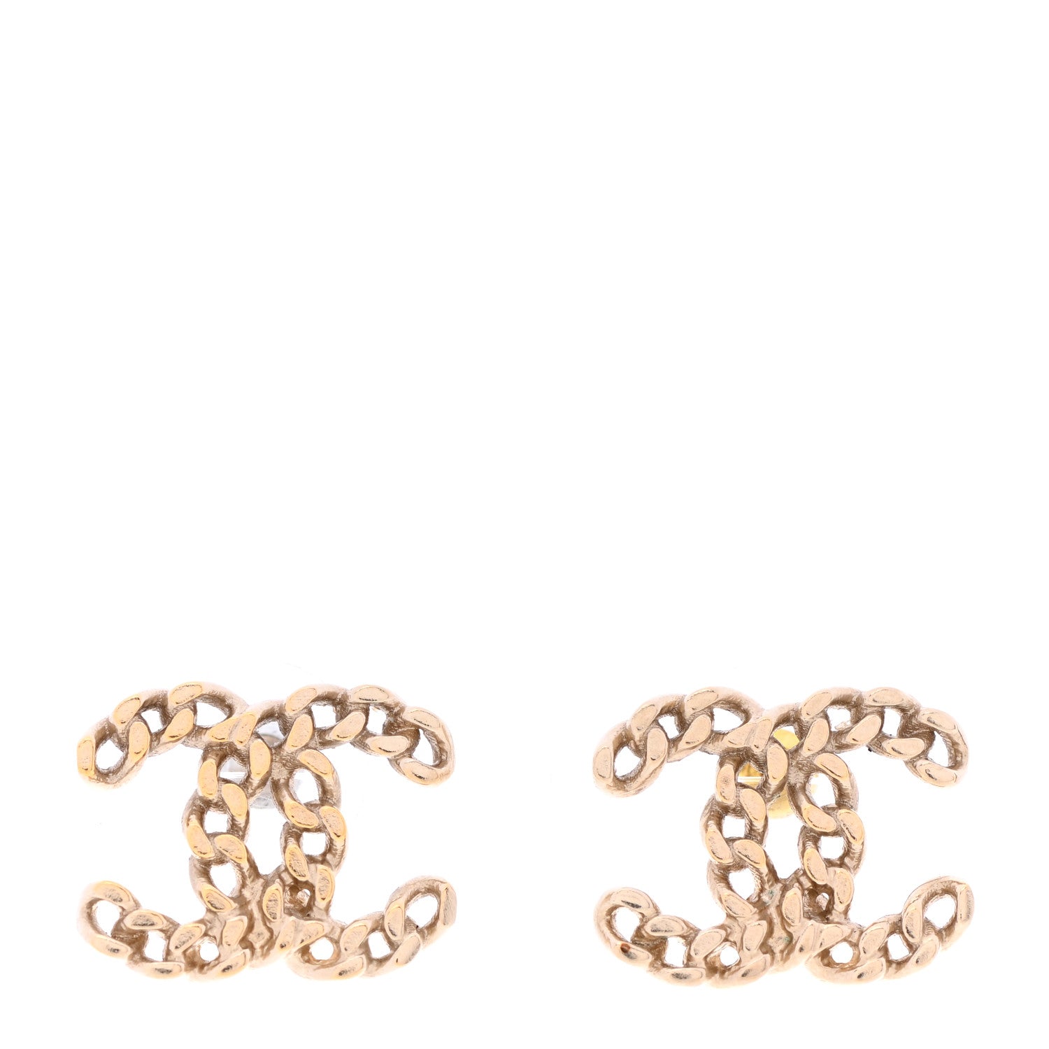 Chanel Metal Chain Link CC Earrings Gold 1 of 5