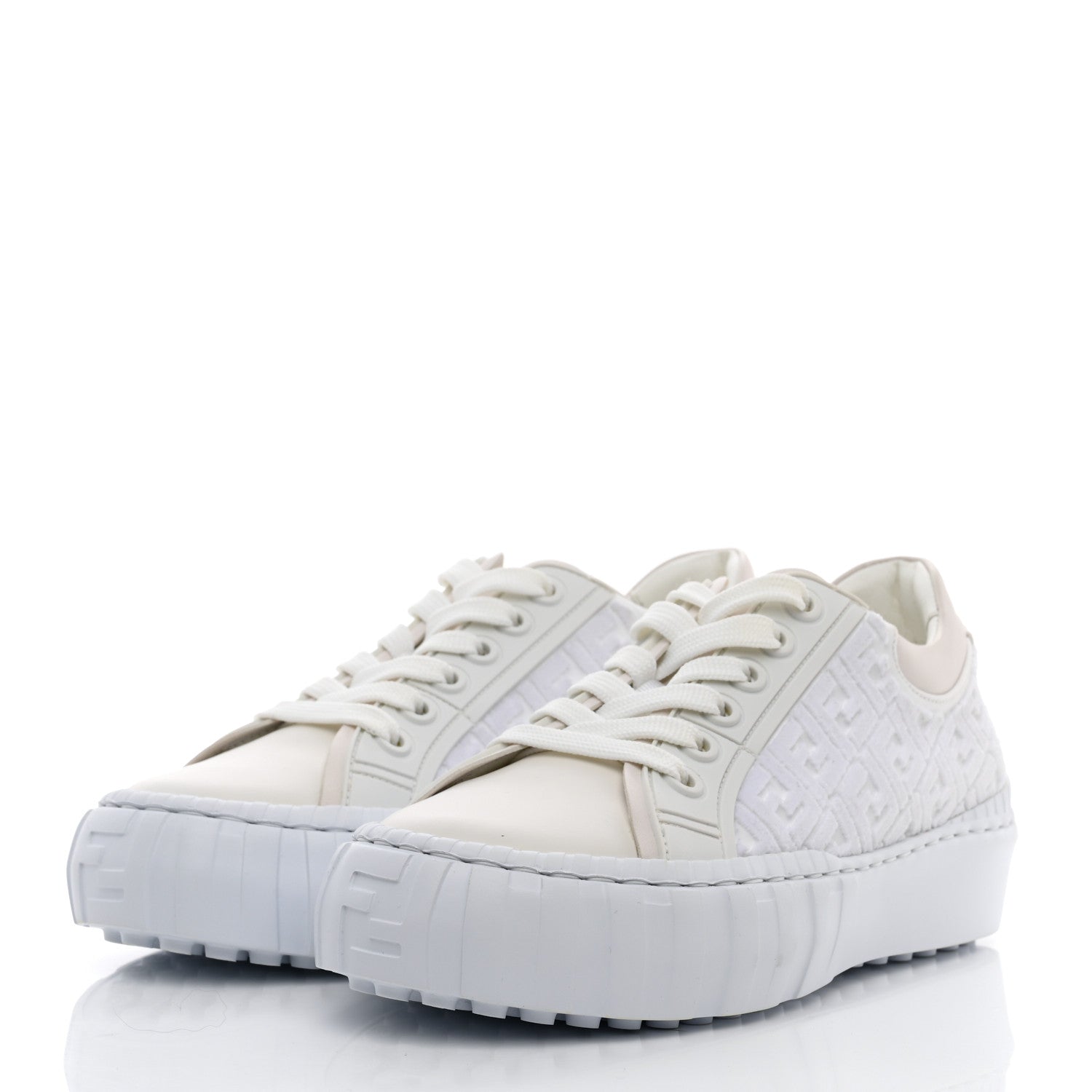 Fendi Velvet FF Calfskin Womens Fendi Force Low Top Sneakers 36 White 3 of 8