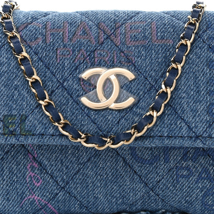 Chanel Denim Quilted Denim Mood Clutch With Chain Blue Multicolor 8 of 11