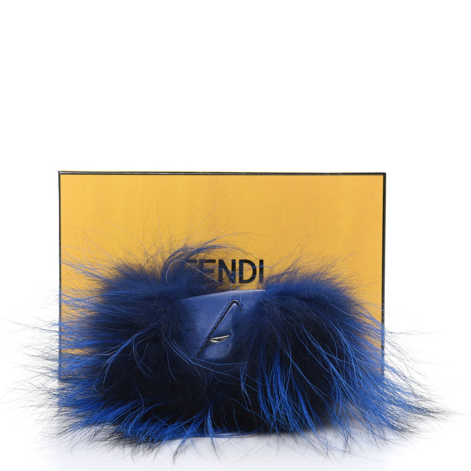 Fendi Fox Fur Vitello Century Monster Bag Bug Cube Charm Neon Blue 4 of 4