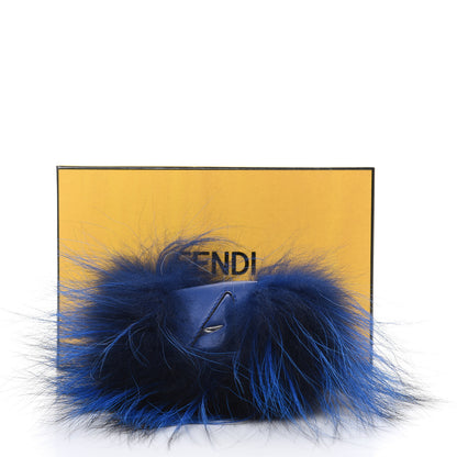 Fendi Fox Fur Vitello Century Monster Bag Bug Cube Charm Neon Blue 4 of 4
