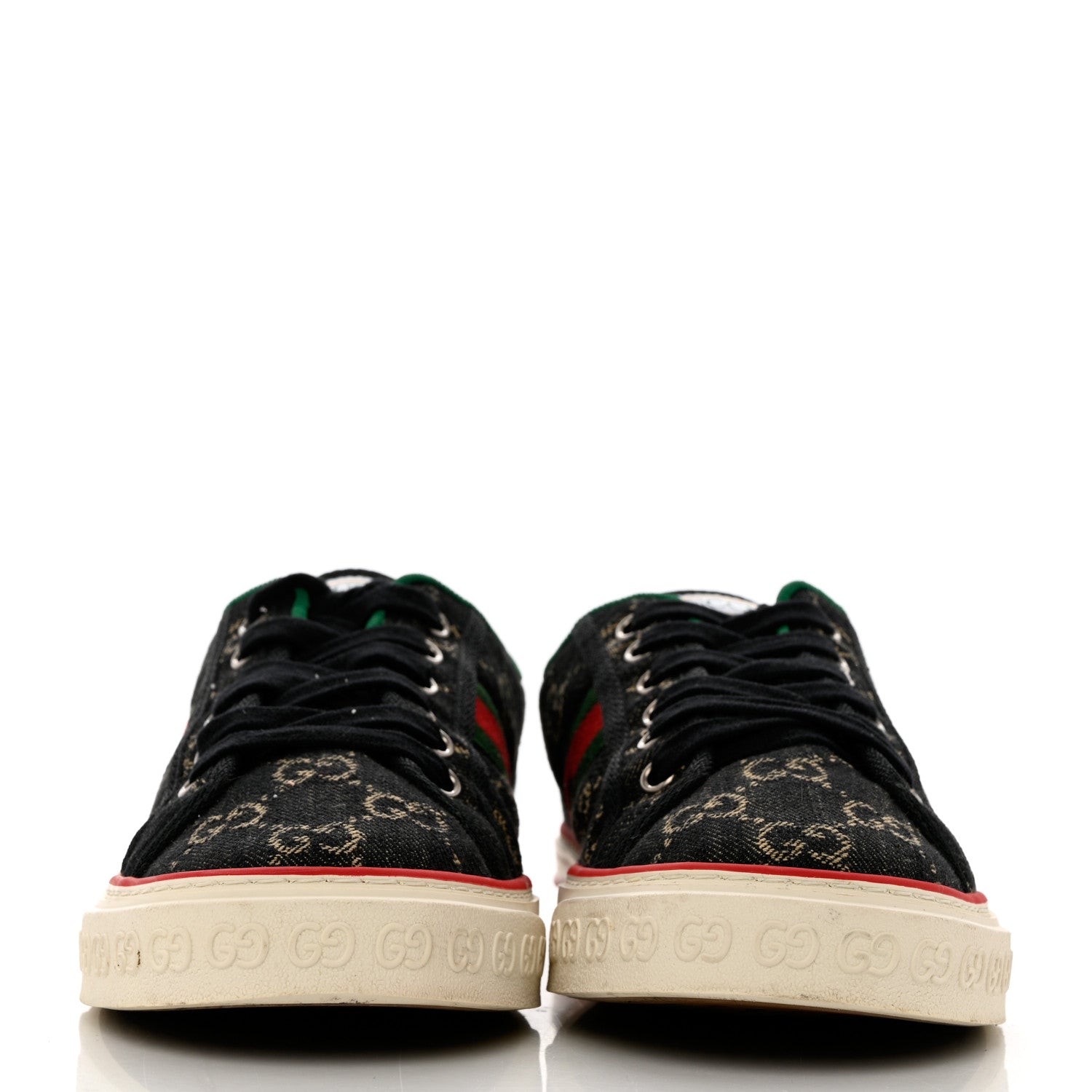 Gucci New Denim GG Monogram Web Womens 1977 Tennis Sneakers 40 Blue Tea Mystic White 2 of 10