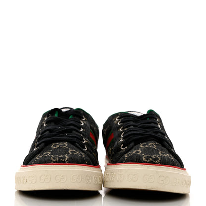 Gucci New Denim GG Monogram Web Womens 1977 Tennis Sneakers 40 Blue Tea Mystic White 2 of 10