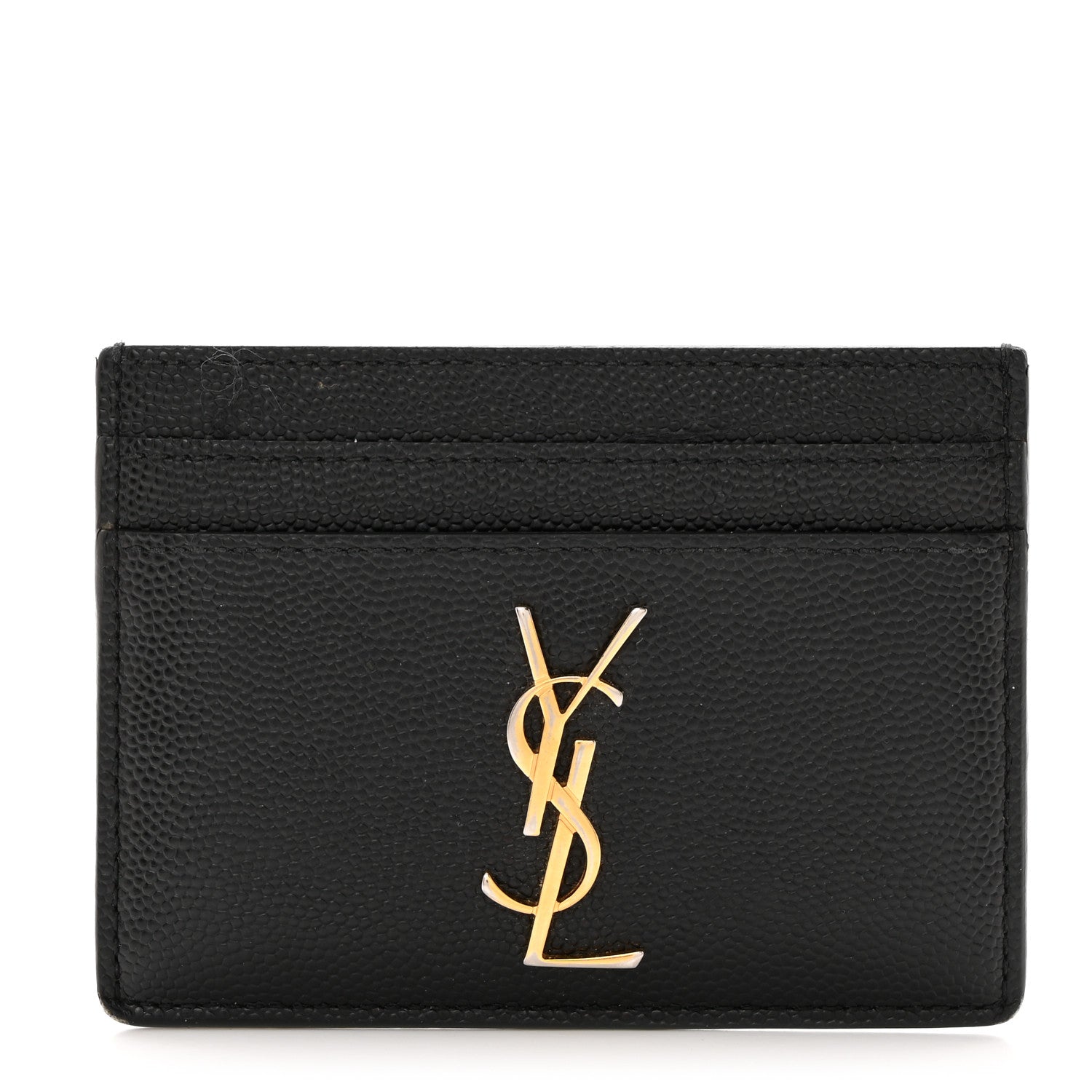 Saint Laurent Grain De Poudre Monogram Credit Card Case Black 1 of 9