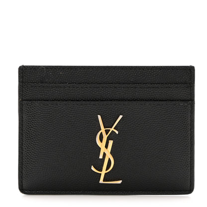 Saint Laurent Grain De Poudre Monogram Credit Card Case Black 1 of 9