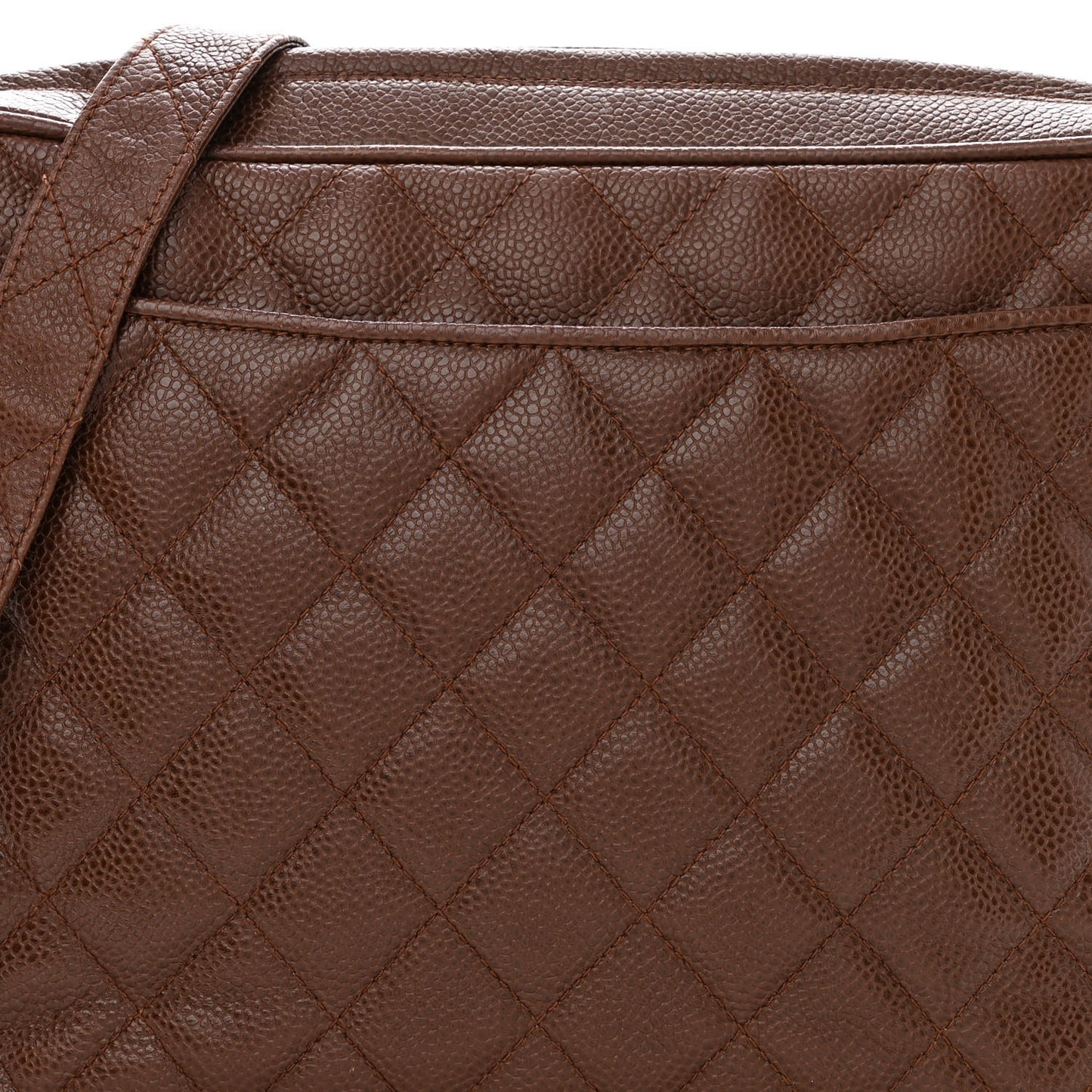 Caviar Quilted Camera Case Brown