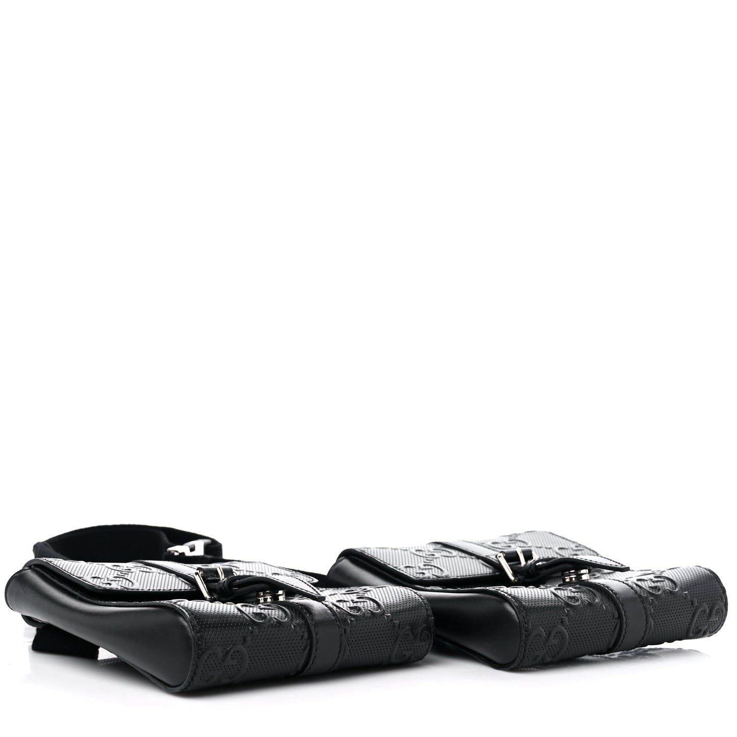 Calfskin GG Tennis Embossed 2 Detachable Pouch Belt Bag Black